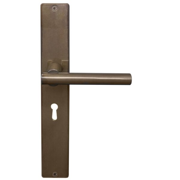 8205L AB Windsor Charleston Lever On Plate 5 Lever Keyhole