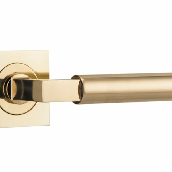 Bankston Berlin Polished Brass Lever Handle On Square Rose