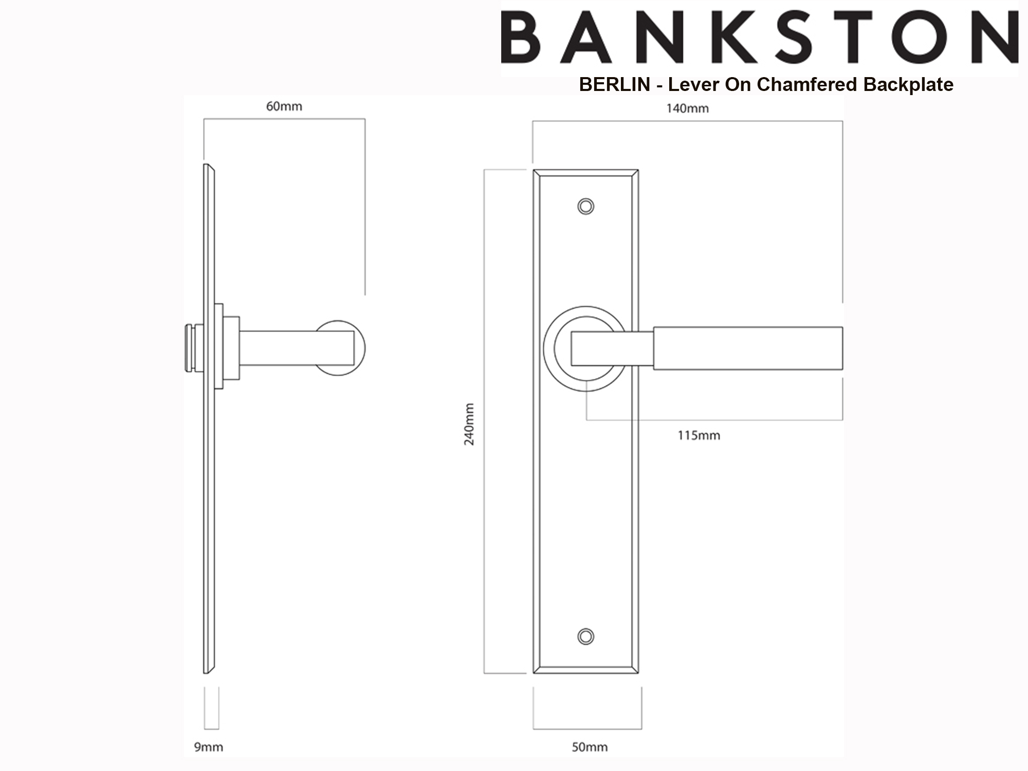 | Bankston Berlin Chrome Plate Privacy Handle On Chamfered Backplate ...