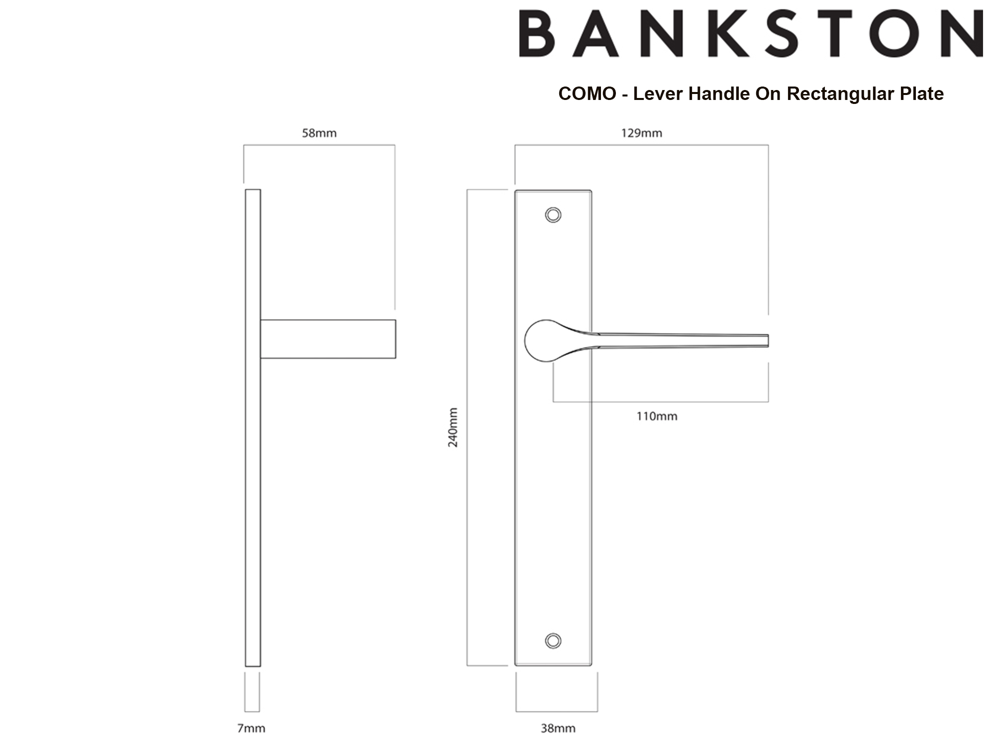 | Bankston Como Nero Locking Handle On Rectangular Plate | Interior Effects