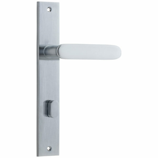 Bankston Bronte Brushed Chrome Privacy Handle On Rectangular Plate