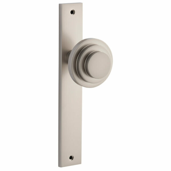 Bankston Zzzigurat Smooth Nickel Passage Handle On Rectangular Plate