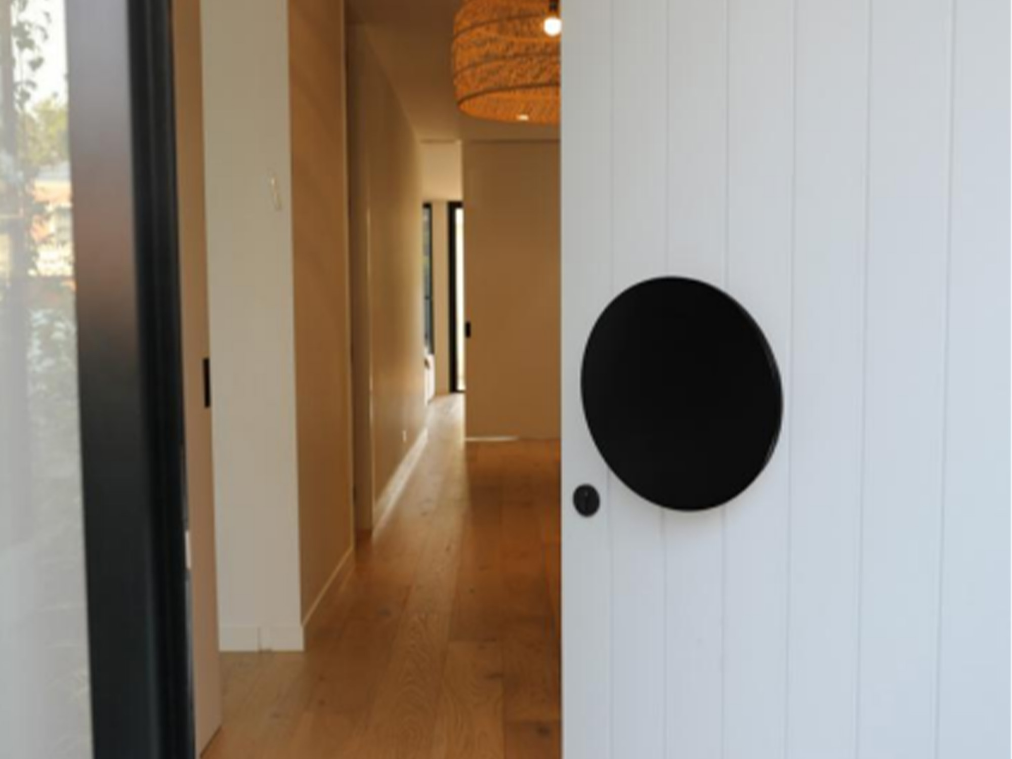 Modern Double Front Door with Half-Circle Pull Handles