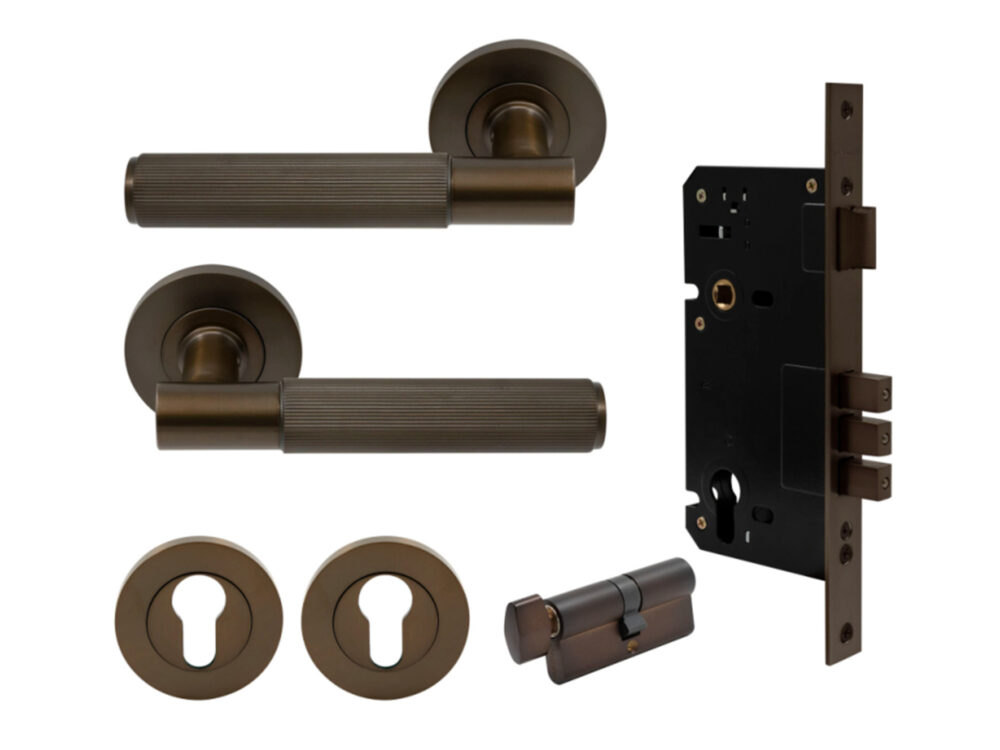 Nido Verge Entrance Set Levers On Round Rose Linear Knurl - Image 7
