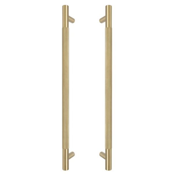 Solid Brass 450mm Diamond Knurl Round Pull Handles