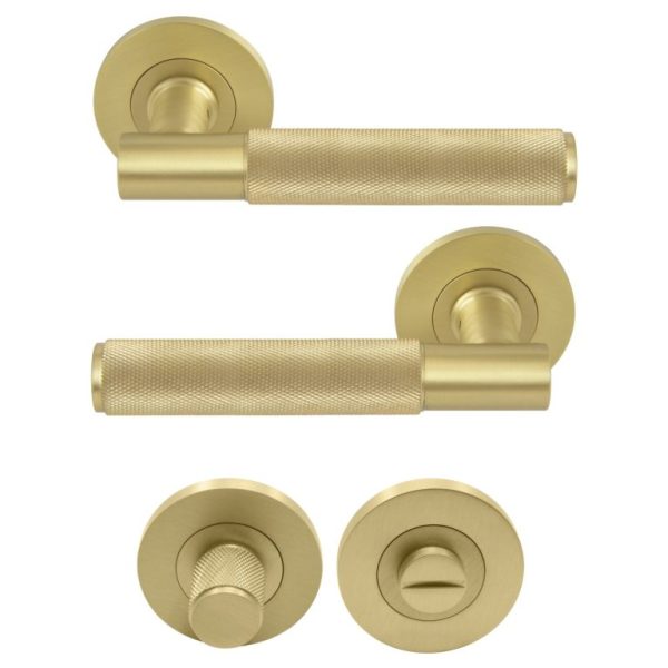 Windsor Brass Nido Verge Privacy Levers On Round Rose Diamond Knurl