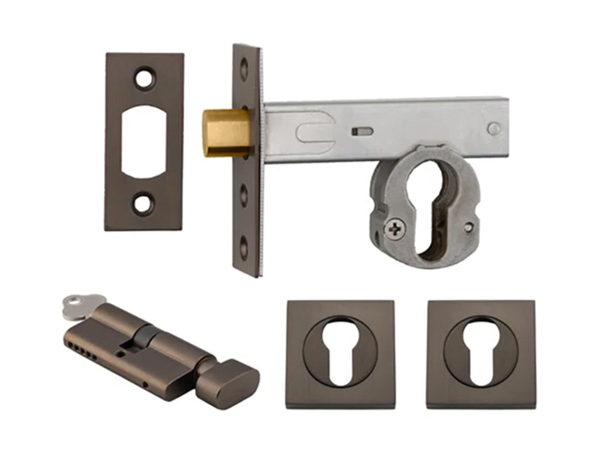 Iver Deadbolt Kit Square Escutcheon (Key/Turn)