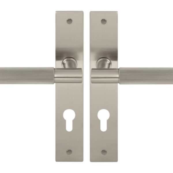 8483E85 BN Nido Verge Euro Keyhole Levers On Long Plate